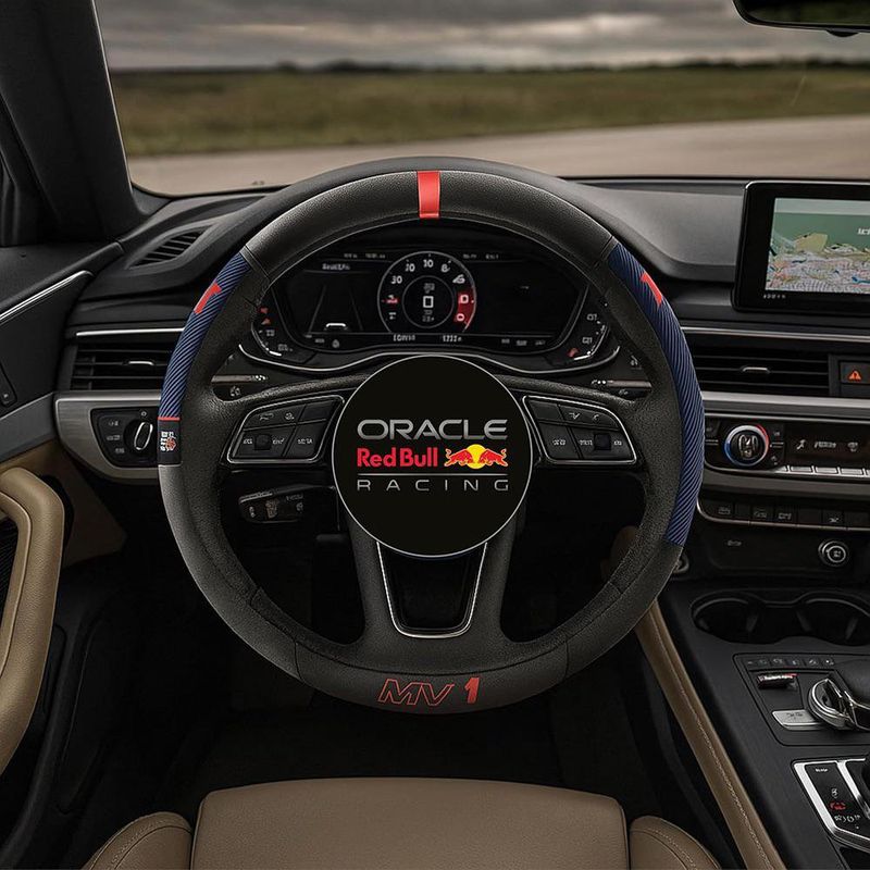 Set de 3 Piezas Cubre Volante y Cubre Cinturón Negro Red Bull Racing MV1