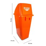 Basurero Plástico Naranja con Tapadera Abatible 60 Litros