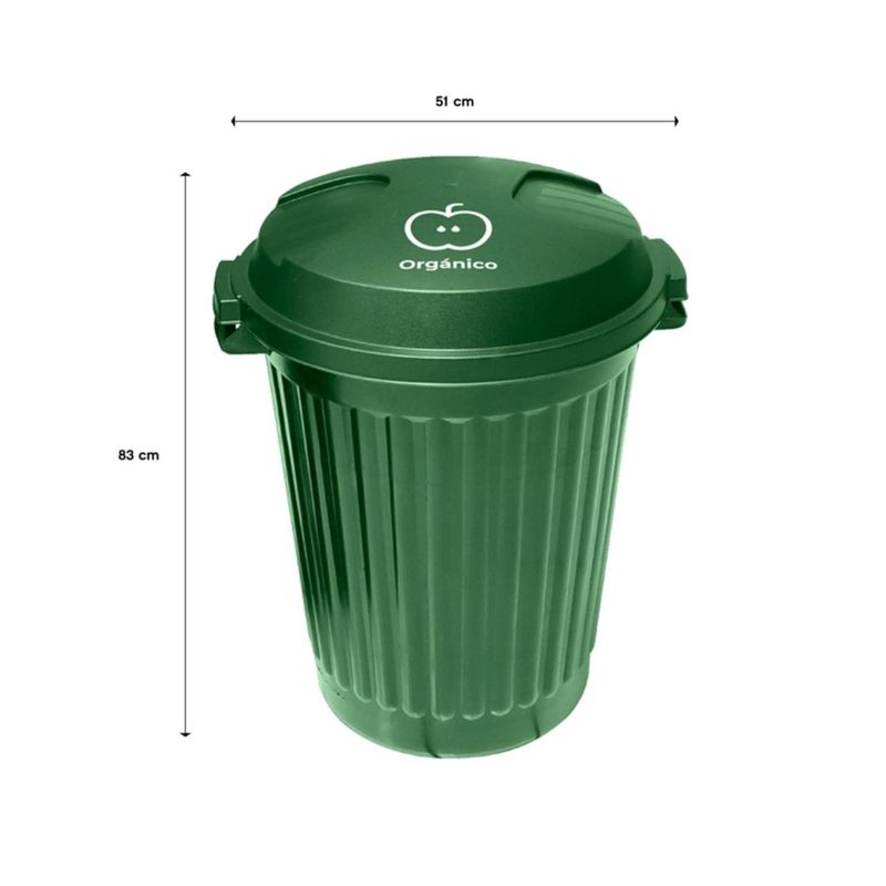 Basurero para Residuos Orgánicos con Tapa Hermética Color Verde 80 Litros