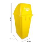 Basurero Plástico con Tapadera Abatible Color Amarillo 60 Litros