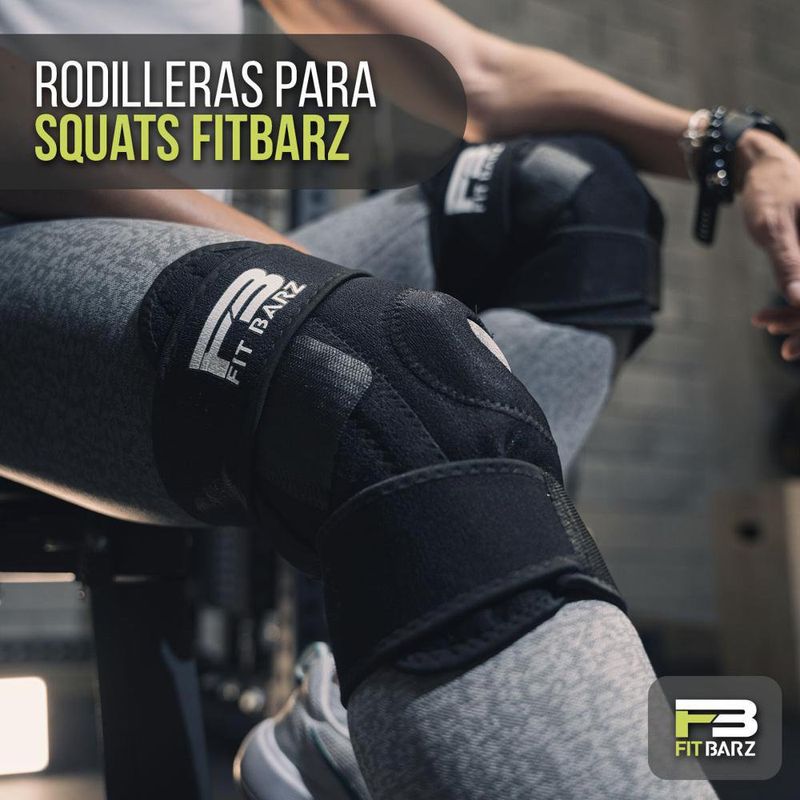 Rodilleras para Squats FitBarz Ajustables de Alto Soporte Color Negro