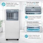 Aire Acondicionado Portátil Rosthal con Panel Digital y Oscilación de 7,000 BTU