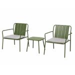 Set de Sala Exterior Relax de 3 Piezas con 2 Sillas y Mesa Verde