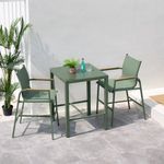 Set de Bar Exterior Carl de 3 Piezas con Mesa Alta y 2 Sillas Verde