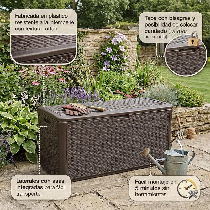 Bodega Horizontal Tipo Baúl Color Café de 27 x 55 x 29 Plg