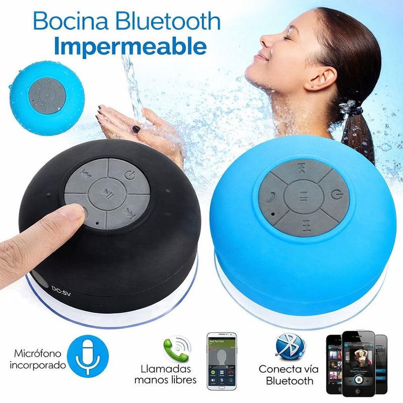 Bocina Inalámbrica Bluetooth para Ducha con Micrófono Colores Surtidos
