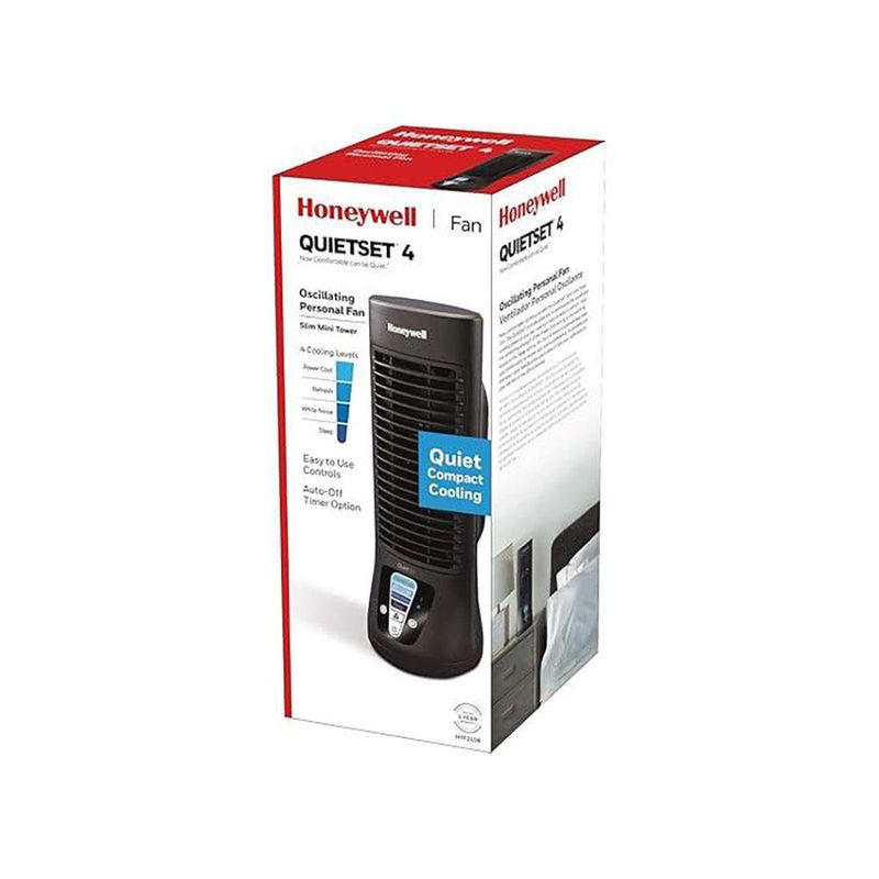Ventilador de Mesa Mini Torre Negro Quiet Set con 4 Velocidades