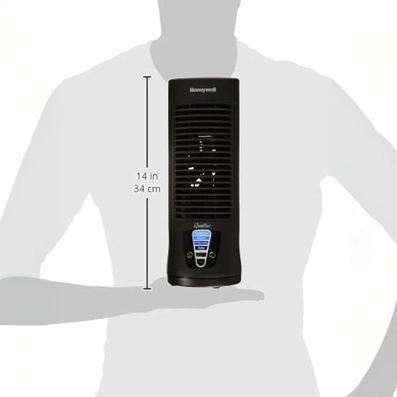 Ventilador de Mesa Mini Torre Negro Quiet Set con 4 Velocidades