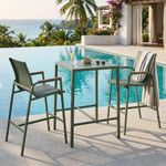 Set de Bar Exterior Carl de 3 Piezas con Mesa Alta y 2 Sillas Verde
