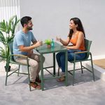Set de Bar Exterior Carl de 3 Piezas con Mesa Alta y 2 Sillas Verde
