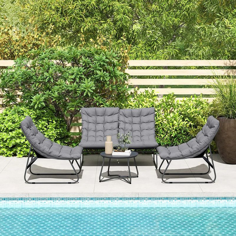 Set de Exterior con Mesa Relax de 4 Piezas Color Gris