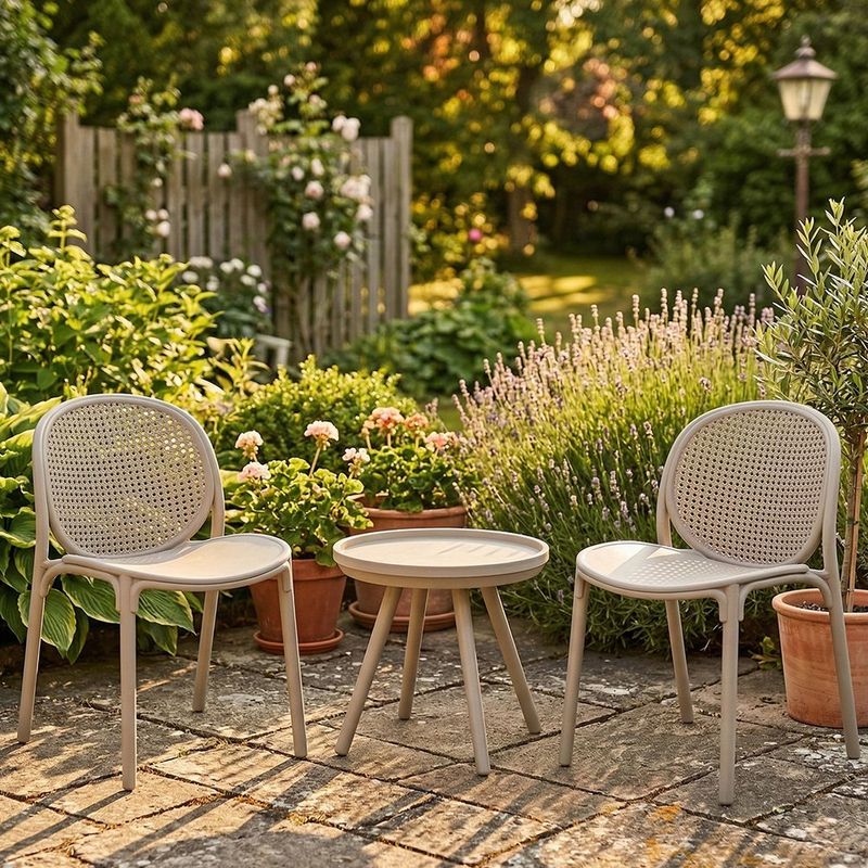 Set de Sillas con Mesa Exterior Winnie Beige 3 Piezas