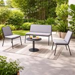 Set de Sala Exterior Mar de 4 Piezas con Sofá, 2 Sillas y Mesa Azul