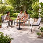 Set de Sala Exterior Mar de 4 Piezas con Sofá, 2 Sillas y Mesa Azul