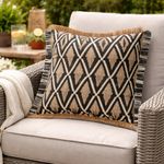 Cobertor de Cojín Rombos Negro Beige de Exterior