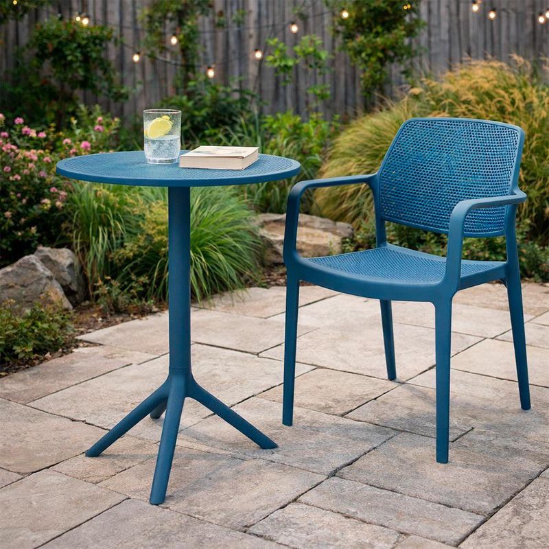 Mesa Redonda Jodie de Polipropileno Azul para Exterior