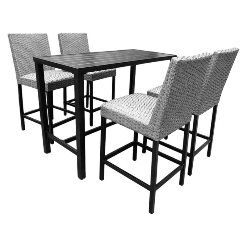 Set de Bar Alice con Mesa Alta y 4 Sillas Tapizadas Color Gris