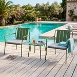 Set de Sala Exterior Relax de 3 Piezas con 2 Sillas y Mesa Verde