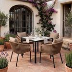 Set de Comedor Exterior Hayla de 5 Piezas Mesa con 4 Sillas Beige