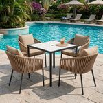 Set de Comedor Exterior Hayla de 5 Piezas Mesa con 4 Sillas Beige