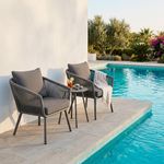 Set Bistro Lou Gris de 3 Piezas con 2 Sillas y Mesa