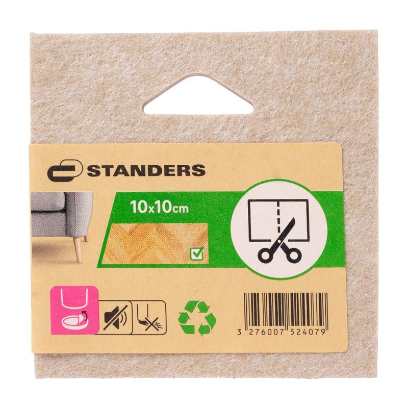 Protector de Fieltro Recortable para Muebles de 10 x 10 Cm Color Beige