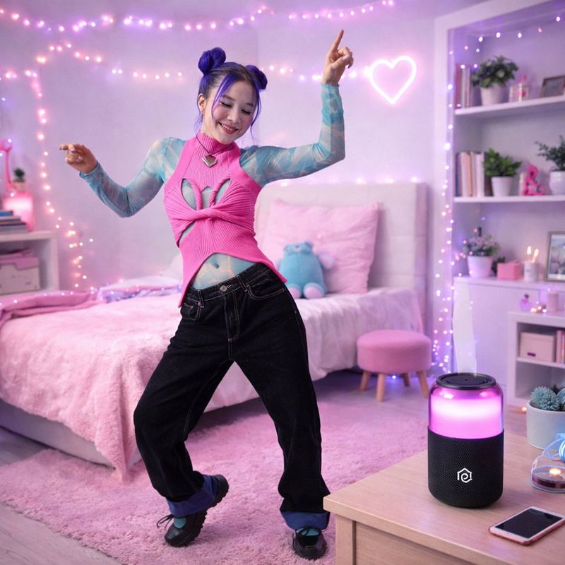 Bocina Inalámbrica Portátil STF Bolt con Luz LED Color Negro