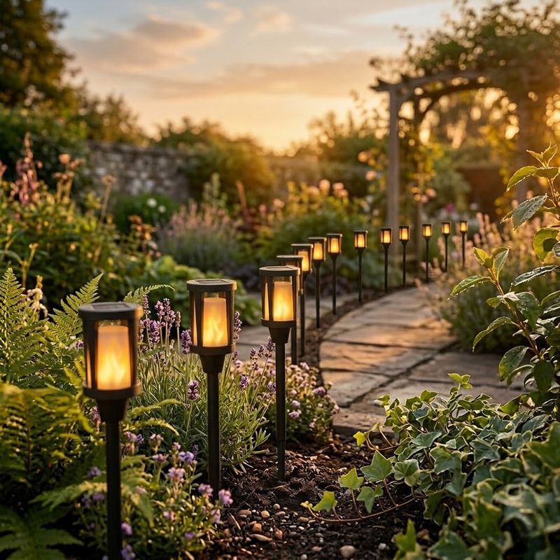 Estaca Solar LED Efecto Flama Ámbar para Jardín
