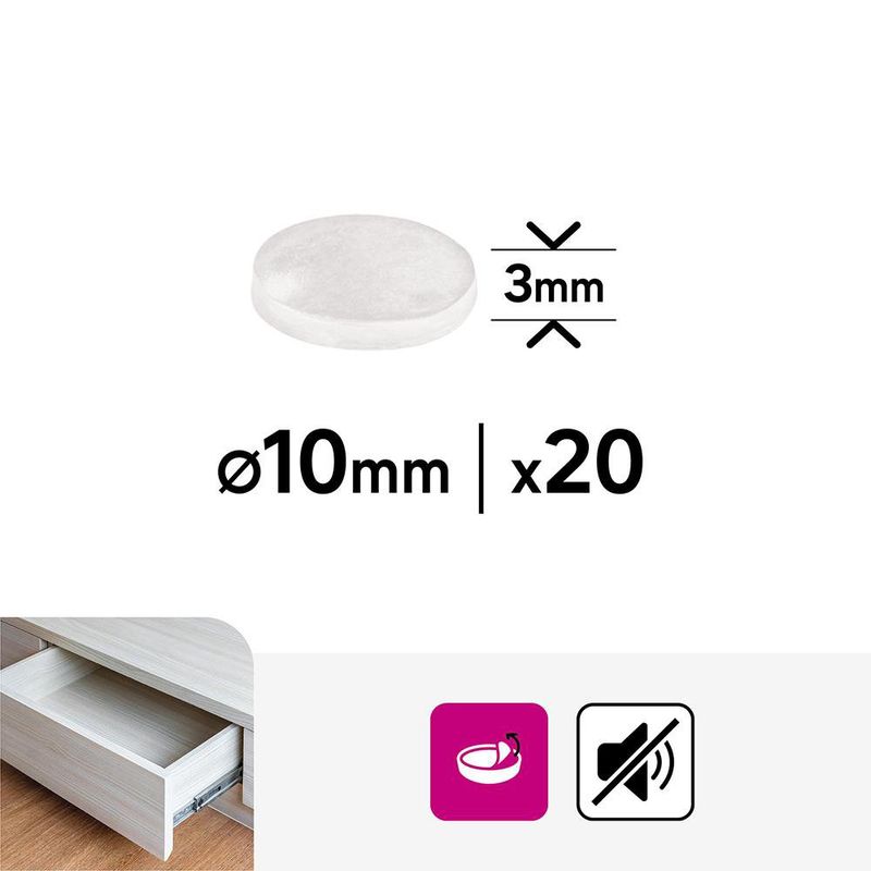 Protectores Adhesivos Antideslizantes para Muebles 10 Mm Color Transparente 20 Unidades