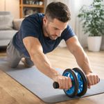 Rueda Abdominal Doble para Entrenamiento con Agarre Antideslizante Color Azul