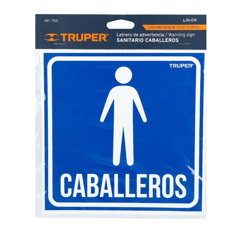 Rótulo De Señalización Caballeros 19 X 19 Cm - Truper