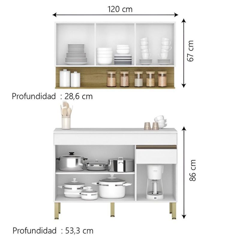 Mueble de Cocina Completo Line Color Blanco de 120 Cm