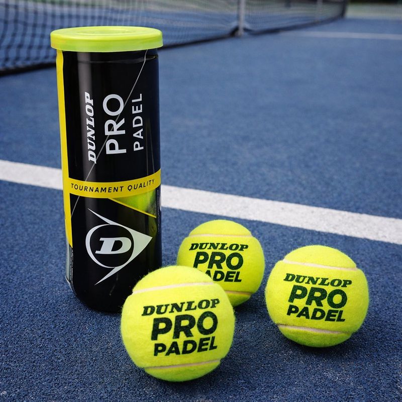 Bote de 3 Pelotas de Pádel Dunlop Pro Padel Tournament Quality Color Amarillo