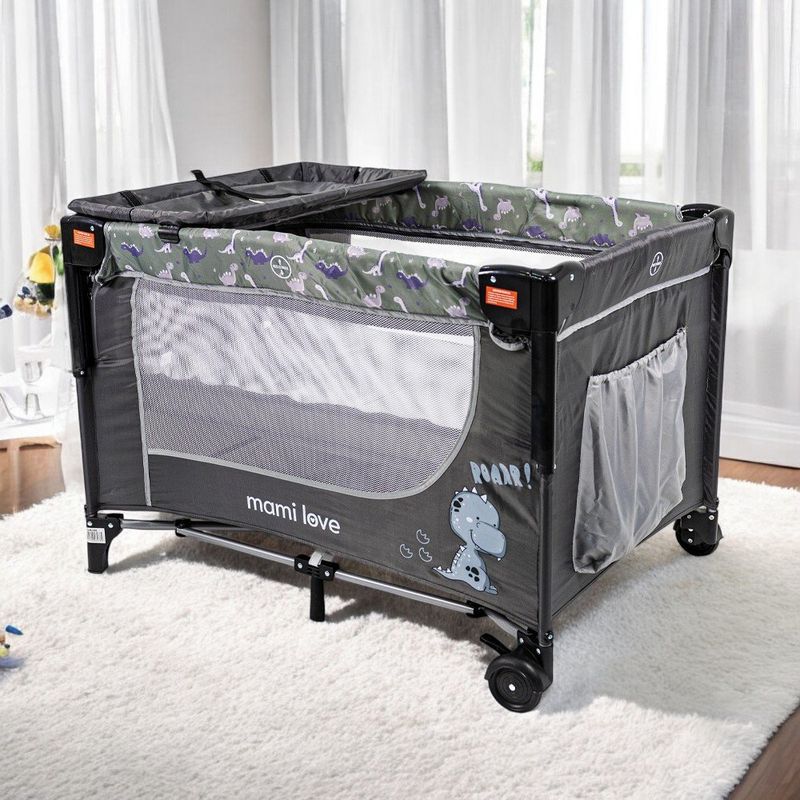 Corral Cuna Convertible Diseño Madison Color Gris