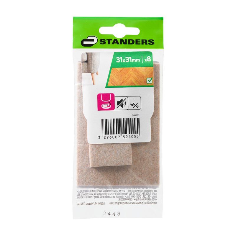 Protectores Adhesivos Antideslizantes para Muebles de 31 x 31 Mm Color Beige 8 Unidades