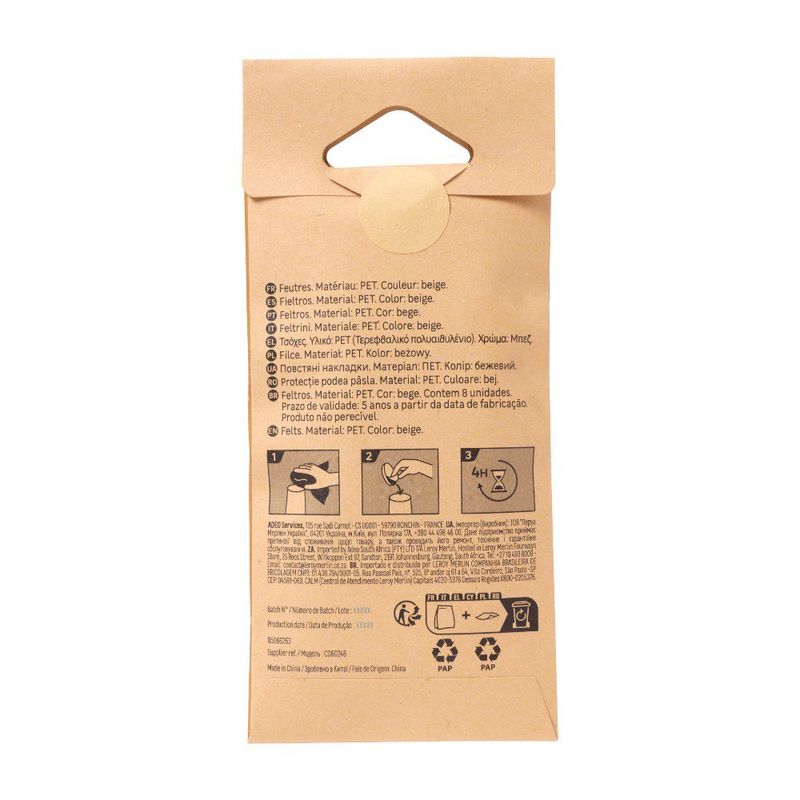 Protectores Adhesivos Antideslizantes para Muebles de 31 x 31 Mm Color Beige 8 Unidades