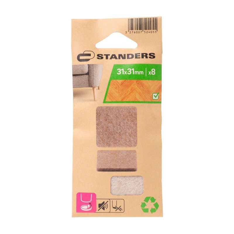 Protectores Adhesivos Antideslizantes para Muebles de 31 x 31 Mm Color Beige 8 Unidades