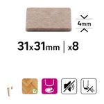 Protectores Adhesivos Antideslizantes para Muebles de 31 x 31 Mm Color Beige 8 Unidades