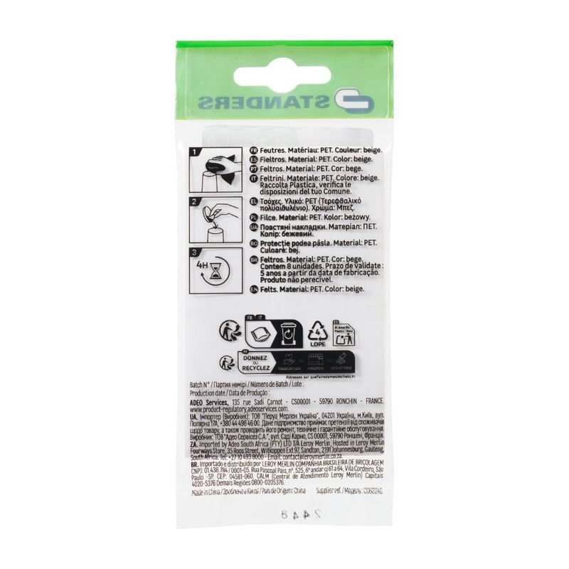 Protectores Adhesivos Antideslizantes para Muebles de 31 x 31 Mm Color Beige 8 Unidades