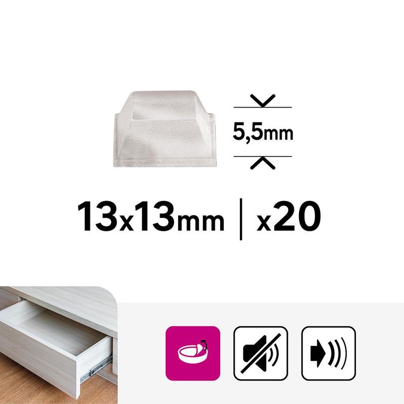Protectores Adhesivos Tipo Gota Antideslizantes de 13 x 13 Mm Color Transparente 20 Unidades