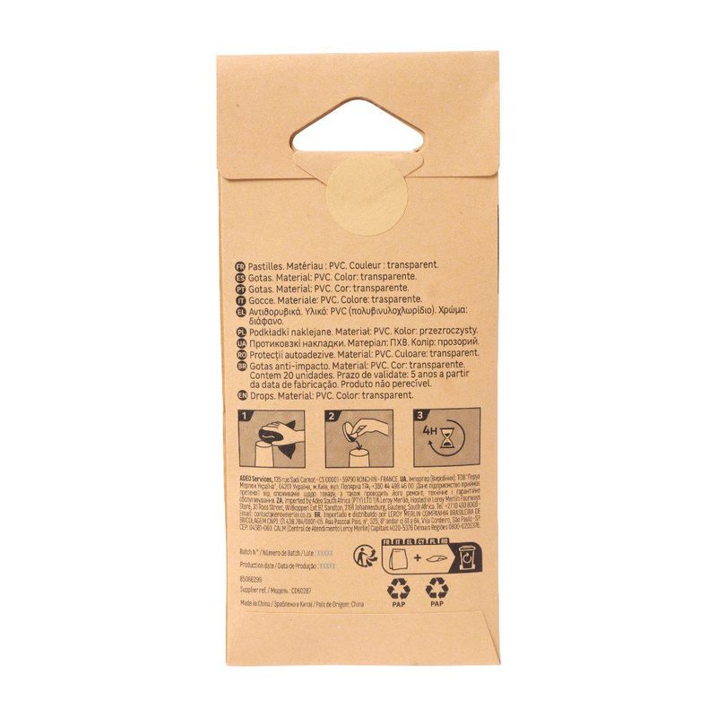Protectores Adhesivos Tipo Gota Antideslizantes de 13 x 13 Mm Color Transparente 20 Unidades