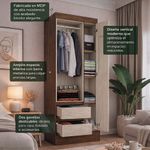 Armario de 3 Puertas con 2 Gavetas para Dormitorio 45 x 76 x 179 cm Bicolor Café y Beige