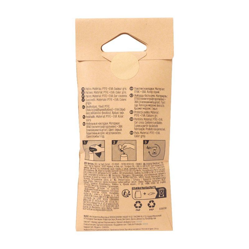 Deslizadores Plásticos para Patas de Muebles 50 Mm Color Gris 4 Unidades