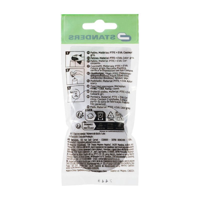 Deslizadores Plásticos para Patas de Muebles 50 Mm Color Gris 4 Unidades