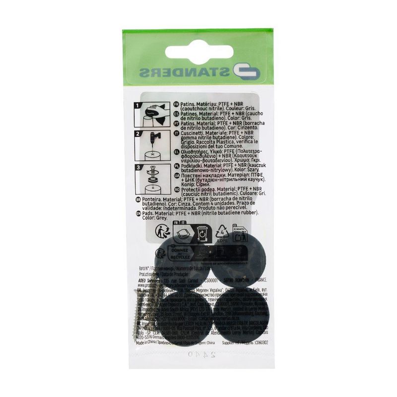 Deslizadores con Tornillo para Patas de Muebles 25 Mm Color Gris 4 Unidades
