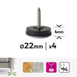 Deslizadores con Tornillo para Patas de Muebles 22 Mm Color Gris 4 Unidades