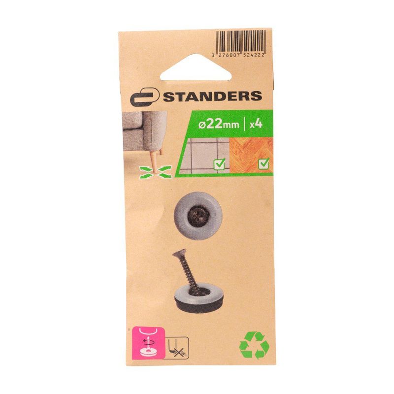 Deslizadores con Tornillo para Patas de Muebles 22 Mm Color Gris 4 Unidades