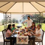 Toldo de Poliéster con Columnas de Hojas Color Beige 3.27 x 3.27 Metros