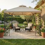 Toldo de Poliéster con Columnas de Hojas Color Beige 3.27 x 3.27 Metros