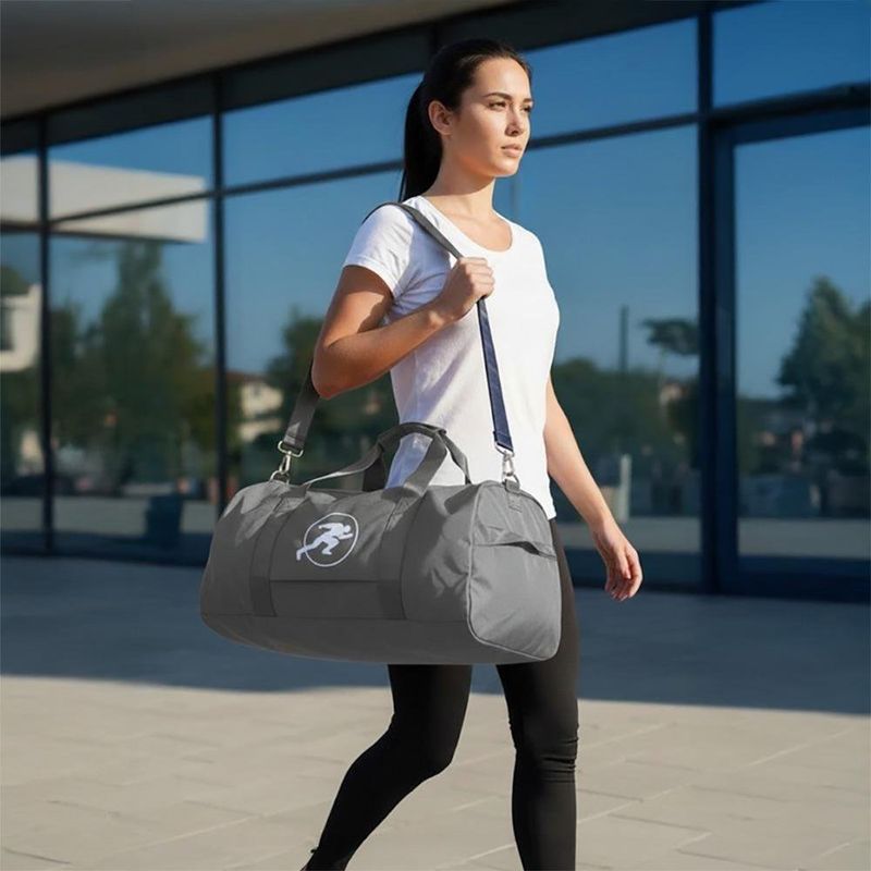 Bolsa Deportiva Tipo Duffel para Gimnasio y Viaje con Correa Color Gris